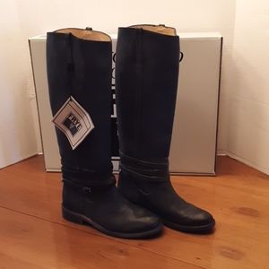 NWT Frye Riding Shirley Plate Black Boots 6